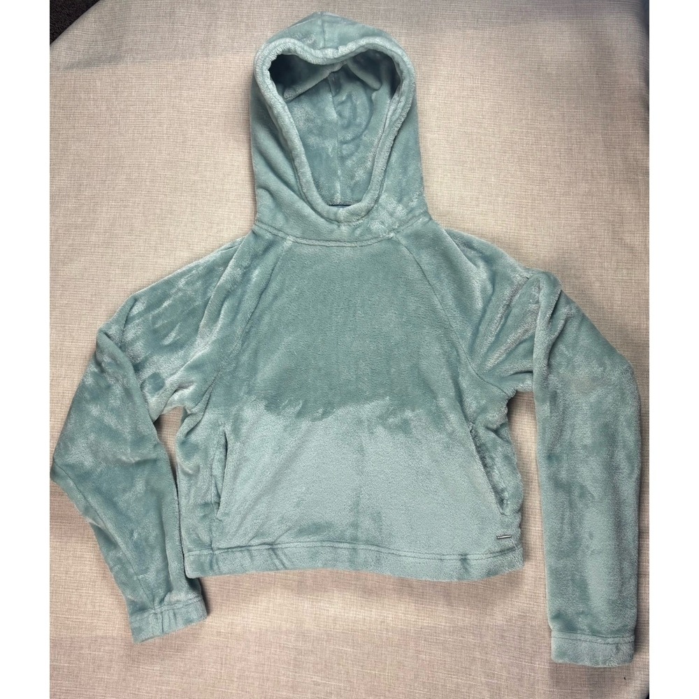 Hollister Pink Hoodie Fleece Velour Crop Top -XSmall